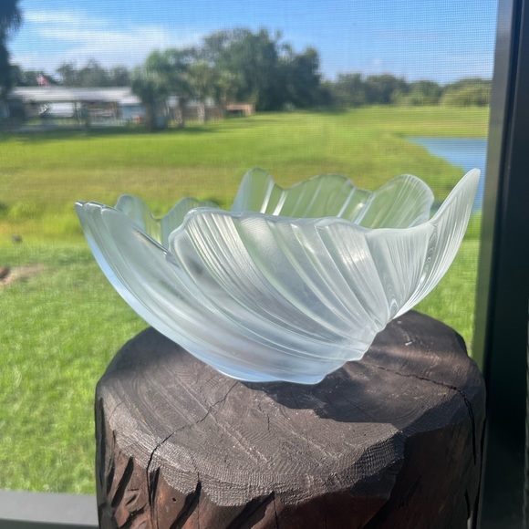 Vintage Mikasa SPUN SILK 10 1/2”Crystal Bowl~Frosted Swirl Sculpted Art~Germany - Picture 8 of 12